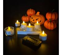 EuroFone Rechargeable LED Flameless Tealight Candles, 6pcs Battery Operated Candles with Remote Control and Timer, Charging Station for Home Room Table Halloween Christmas Decor