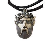 Eurofusioni Bacchus Mask, Silver plated Lucky Charm Amulet pendant with necklace. Dionysus, God of Abundance. Original Gift Idea for wine lovers, sommeliers. Craft Jewel, Unique model