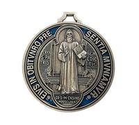 Eurofusioni Saint Benedict of Nursia Hand-painted Silver plated Medal - Diameter 2,75 in
