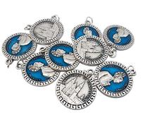 Eurofusioni Santiago Apostol and Compostela Cathedral Medal Pendant - 10 Silver Plated Saint James medals Souvenir - Pilgrim Camino gifts - h 0,9 in