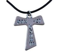 Eurofusioni Tau Cross Pax et Bonum Silver Plated Pendant - h 1,45 Inch