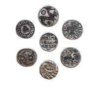 Eurofusioni Viking coins silver plated. Original gift gadget idea for fans, Cosplay, Fantasy. Set 7 replica coinage treasure of the Vikings-Artisanal reproduction