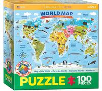EuroGraphics Illustrated Map of The World 100-Piece Puzzle