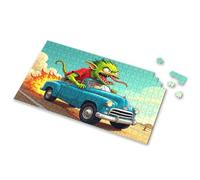 Eurographics Puzzles 1000 Piece A Green Monster Drives A Blue Car With Flames Behind It. Picture Puzzle Puzzle Books For Adults Easter Gifts For Toddlers(300PCS)