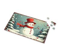 Eurographics Puzzles 1000 Piece Snowman In Red Hat And Scarf On Winter Night Picture Puzzle Puzzles 500 Pieces 1000 Piece Puzzles(300PCS)