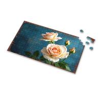 Eurographics Puzzles 1000 Piece Soft Peach Roses Blooming Against A Blue Background Picture Puzzle Puzzles 500 Pieces 1000 Piece Puzzles(300PCS)