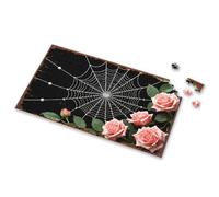 Eurographics Puzzles 1000 Piece Spider Web With Pink Roses On Black Background Picture Puzzle 1000 Piece Puzzles Gifts For 5 Year Old Girls(1000PCS)