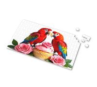 Eurographics Puzzles 1000 Piece Two Colorful Parrots With Pink Roses And Cupcakes. Picture Puzzle Puzzle Books For Adults Easter Gifts For Toddlers(1000PCS)