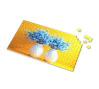 Eurographics Puzzles 1000 Piece Two White Vases With Blue Flowers On A Yellow Background. Picture Puzzle 4 Year Old Boy Gift Puzzle Board(500PCS)