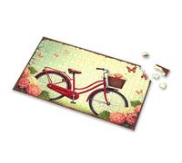 Eurographics Puzzles 1000 Piece Vintage Red Bicycle With Flower Basket Amidst Butterflies And Blo Picture Puzzle 3 Year Old Girl Gifts Easter Gifts(300PCS)