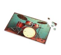 Eurographics Puzzles 1000 Piece Vintage Red Drum Set Against Distressed Wall Background Picture Puzzle Puzzles 500 Pieces 1000 Piece Puzzles(1000PCS)