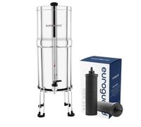 euroguard® Gravity Water Filter System in Stainless Steel | NSF certified 2x Activated Carbon Filter Cartrdiges | SS Stand | Water Level Tap