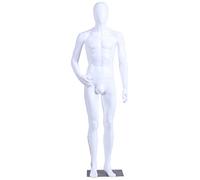 Eurohandisplay MC-1W Male Mannequin Matt White without Face Arms and Head 360 Degree Rotatable Mannequin Male Mannequin Egghead