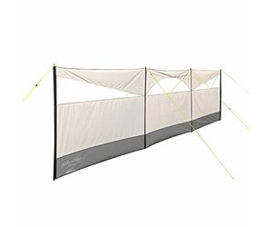 Eurohike 4 Pole Wind Stop with Clear Window Panels, Durable & Protective Wind & Sun Shelter, 3 Panel, 5 Metre Wind Breaker, Ideal for Camping, Carvanning & Trips to the Beach, 1500mm HH, Grey