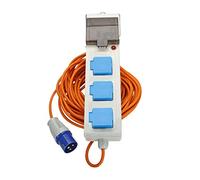 Eurohike Mobile Mains Kit with 3 UK Sockets, Electric Hook up for Camping & Caravans with 15m Cable & 240V Site Plug, Splash-Proof IP44, Circuit Breaker & RCD