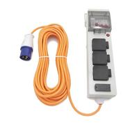 Eurohike Mobile Mains Kit with USB (15m) – 3 UK Sockets, 2 USB 2.1A, RCD & MCB – Grey