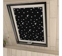 Eurohome 100% Blackout Skylight Roller Blind, No Drilling, Sun Protection, Blackout Roller Blind with Suction Cups for Velux Windows, Moon and Stars, 60 x 120 cm for MK08