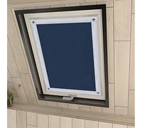 Eurohome 100% Blackout Skylight Roller Blind, No Drilling, Sun Protection, Blackout Roller Blind with Suction Cups for Velux Windows, Dark Blue, 76 x 98 cm for PK06