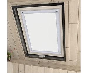 Eurohome 100% Blackout Skylight Roller Blind, No Drilling, Sun Protection, Blackout Roller Blind with Suction Cups for Velux Windows, White, 48 x 115 cm for F08/208