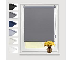 Eurohome Blackout Blind, 60 x 210 cm, Grey, Klemmfix, No Drilling, Side Pull, Oeko-Tex Standard 100