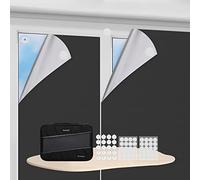Eurohome Blackout Roller Blind, 100% Blackout Fabric, Easyfix 1.45 m x 3 m, Black with Velcro Tape, Self-Adhesive, Oeko-Tex Standard 100 Fabrics for Skylights, Windows, Doors