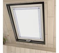 Eurohome Sun Protection Roof Window Roller Blind, without Drilling, Blackout Roller Blind with Suction Cups for Roof Window, Polyester, White, 76 x 93 cm