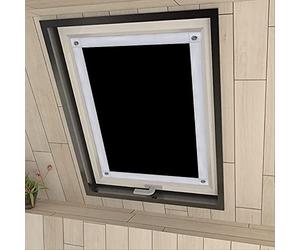 Eurohome Thermal Skylight Roller Blind No Drilling Sun Protection Blackout Roller Blind with Suction Cups for Velux Windows Black 60 x 98 cm