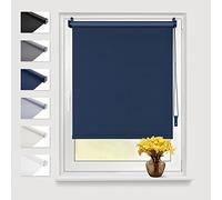 Eurohome Thermo Rollo Blackout Curtain, 70 x 160 cm (fabric width 66 cm). Dark blue Klemmfix no-drill for window and door.