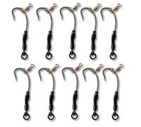 EUROKAN TACKLE 10x Ronnie Rigs Ready Tied - Korda Hooks - Carp Fishing Spinner Rigs UK Made (10 x Mini Swivel, Size 2 Barbless (Extra Large))