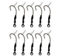 EUROKAN TACKLE 10x Ronnie Rigs Ready Tied - Korda Hooks - Carp Fishing Spinner Rigs UK Made (10 x Pellet Bands, Size 8 barbelss (Small))