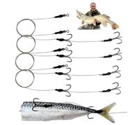EUROKAN TACKLE 4 x Pike Dead Bait Rigs Size 4 for Pike Fishing Trace Treble Hooks Live Bait - Ready to go!