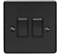 Eurolite 2 Gang 10A 2 Way Switch: Matt Black Enhance Range - Black Trim