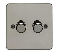 Eurolite 2 Gang 400W Push On Off 2Way Dimmer Switch Enhance Flat Black Nickel Plate Matching Knobs