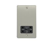 Eurolite Dual Voltage Shaver Socket Enhance Flat Satin Stainless Steel Plate Black Interior