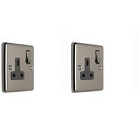 EUROLITE Enhance Black Nickel 1 Gang Single Plug Socket EN1SO BNB (Pack of 2)