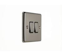 EUROLITE Enhance Black Nickel 2 Gang Double 10 AMP 2 Way Light Switch EN2SW BNB