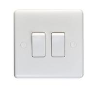 Eurolite Enhance White Plastic 10A 2 Gang 2 way switch