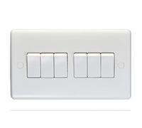 Eurolite Enhance White Plastic 10A 6 Gang 2 way switch