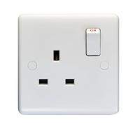 Eurolite Enhance White Plastic 13A 1 Gang Switched Socket Single Pole