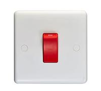 Eurolite Enhance White Plastic 45A DP Switch Single Plate