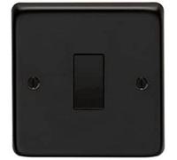 Eurolite Stainless Steel Matt Black 1 Gang 10amp 2way Switch with Black Nickel Insert