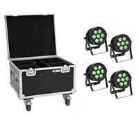 EUROLITE Set 4x LED IP PAR 7x9W SCL Spot + Case with wheels