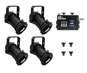 EUROLITE Set 4x PAR-16 Spot bk dim2warm + EDX-4 DMX RDM LED Dimmer pack