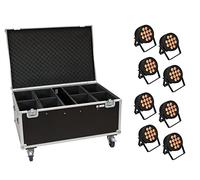 EUROLITE Set 8x LED IP PAR 12x8W QCL Spot + Case with wheels
