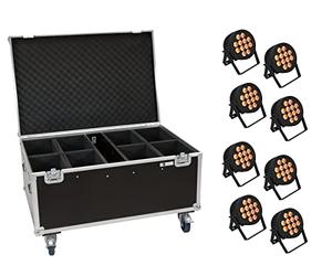 EUROLITE Set 8x LED IP PAR 12x8W QCL Spot + Case with wheels
