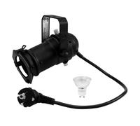 Eurolite Set PAR-16 Mini Headlight Spot GU-10 Black + GU-10 230V LED SMD 7W 3000K Warm White
