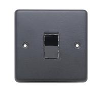 Eurolite Stainless Steel Matt Black 1 Gang 10amp 2way Switch with Black Nickel Insert