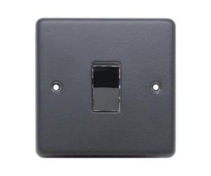 Eurolite Stainless Steel Matt Black 1 Gang 10amp 2way Switch with Black Nickel Insert