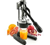 Eurolux Cast Iron Citrus Juicer | Commercial Grade Manual Hand Press | Countertop Squeezer for Fresh Fruit Juice (Bonus Stainless Steel Cup) (Black)