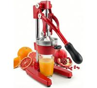 Eurolux Cast Iron Citrus Juicer | Commercial Grade Manual Hand Press | Countertop Squeezer for Fresh Fruit Juice (Bonus Stainless Steel Cup) (Orange)